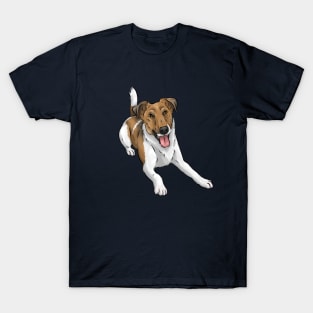 Happy Smooth Fox Terrier | White and Tan | Cute Dog Art T-Shirt